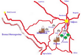 Valjevo - turisticka karta