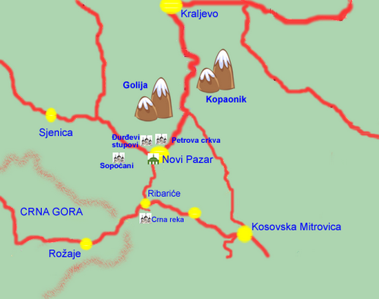 Novi Pazar - turistička karta