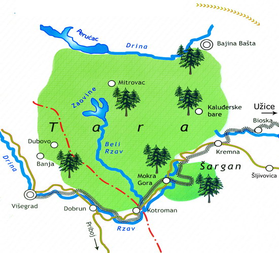 Mokra Gora Travel Map
