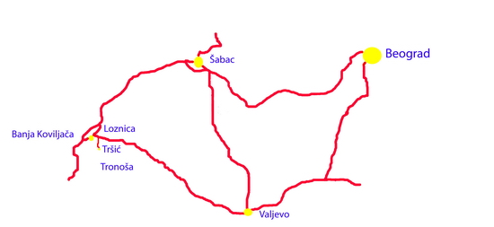 West Serbia - travel map